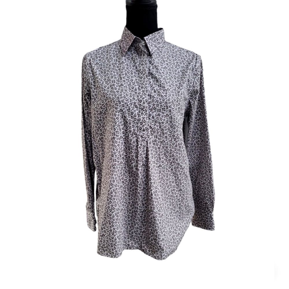 EUC No Iron Supima Lands' End women's half button down dress shirt, 8, cotton